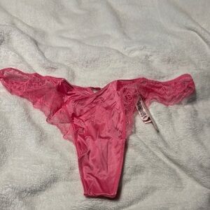 Victoria's Secret Hot Pink Lace Thong